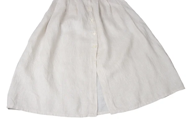 agnes b. Linen Front Button Tuck Design Striped Skirt K-171918_006