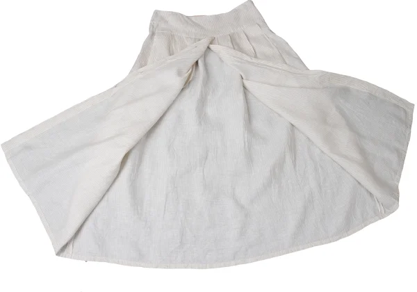 agnes b. Linen Front Button Tuck Design Striped Skirt K-171918_008