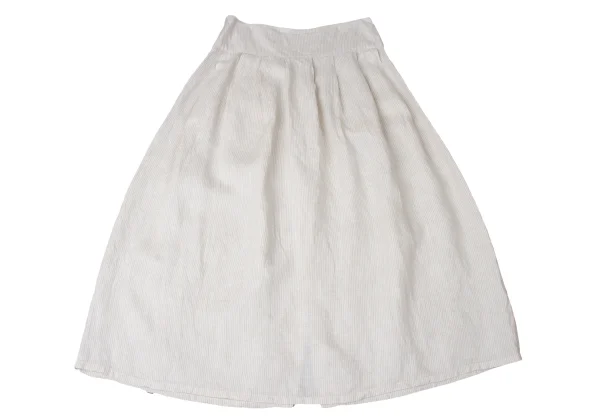 agnes b. Linen Front Button Tuck Design Striped Skirt K-171918_009