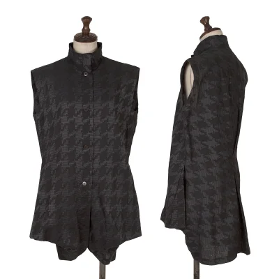 ISSEY MIYAKE Cotton Houndstooth Weave Sleeveless Blouse