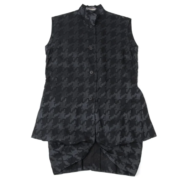 ISSEY MIYAKE Cotton Houndstooth Weave Sleeveless Blouse K-171919_002