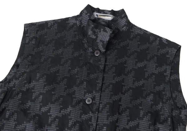 ISSEY MIYAKE Cotton Houndstooth Weave Sleeveless Blouse K-171919_003