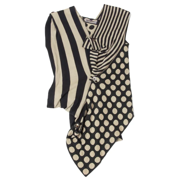 ISSEY MIYAKE Stripe Dot Asymmetrical Vest K-171920_002