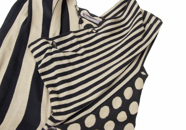 ISSEY MIYAKE Stripe Dot Asymmetrical Vest K-171920_008
