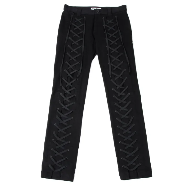 ISSEY MIYAKE Cotton Stretch Lace-up Skinny Pants Black 2 K-171921_001