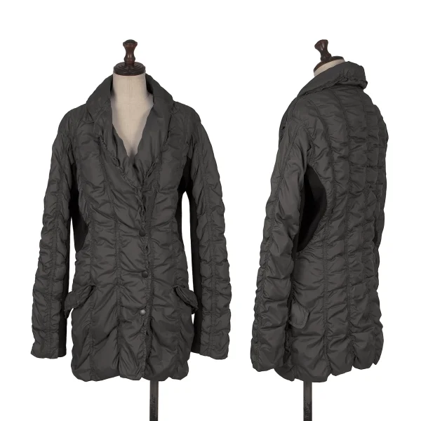 ISSEY MIYAKE Puckering Mixed-material Switching Down Jacket Charcoal 3 K-171922_001