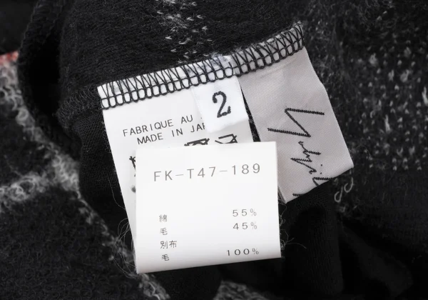 Yohji Yamamoto FEMME Check Switching Drape Top K-171923_014