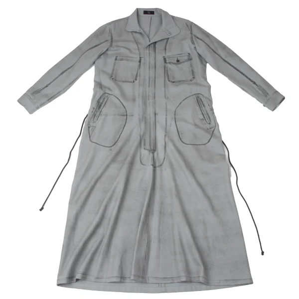 Y's Wool Printed Zip Shirt Dress K-171926_002