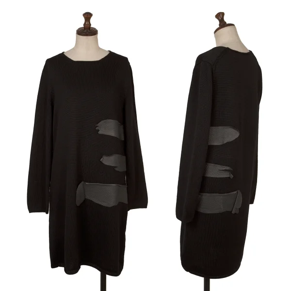 COMME des GARCONS Side Rubber Patch Long Knit Sweater Black M K-171930_001