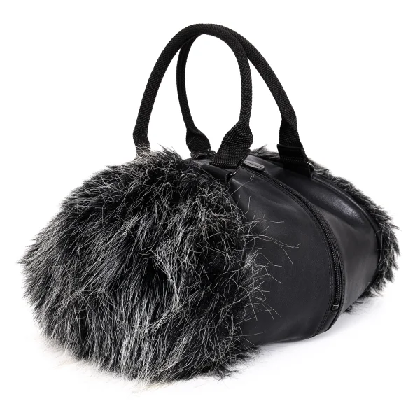 ISSEY MIYAKE Fur Switching Leather Hand Bag Black  K-171936_001