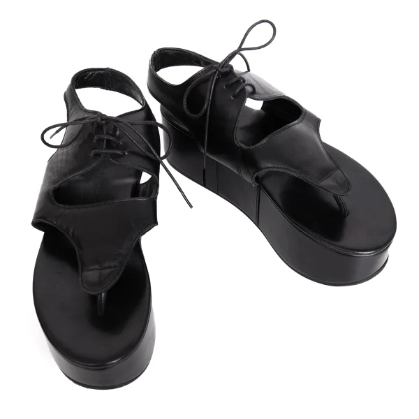 Yohji Yamamoto FEMME Platform Leather Sandal Black 4 (US About 7.5) K-171942_001