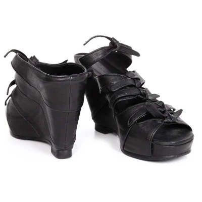 Rick Owens Knot Leather Wedge Sandals