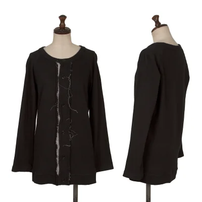 Y's Cotton Cut-off Design Raglan Sleeve Cardigan