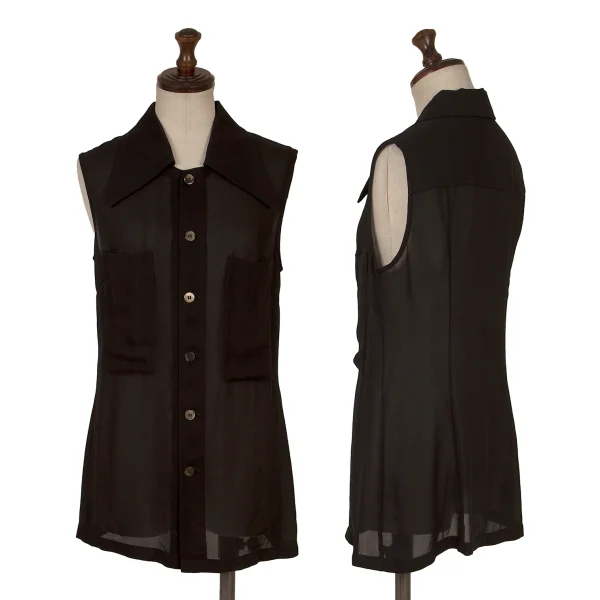 Y's Big-collar Sleeveless Shirt Black S-M K-171950_001