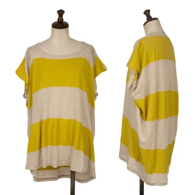 Plantation Cotton Linen Striped Switching T-shirt