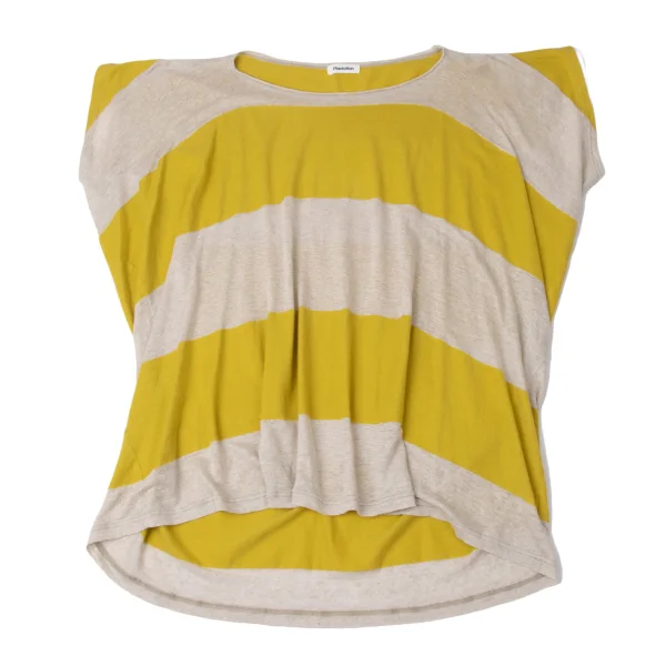 Plantation Cotton Linen Striped Switching T-shirt K-171952_002