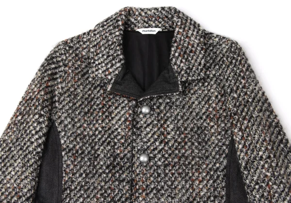 Plantation Wool Blend Denim Switching Design Tweed Jacket K-171953_003