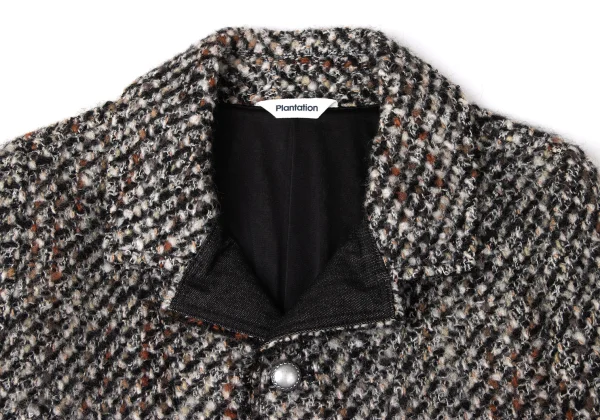 Plantation Wool Blend Denim Switching Design Tweed Jacket K-171953_004