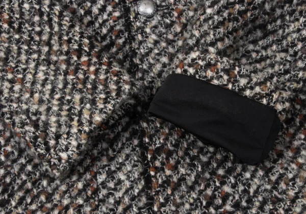 Plantation Wool Blend Denim Switching Design Tweed Jacket K-171953_007