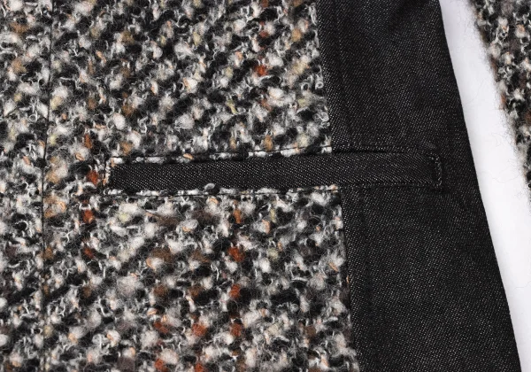 Plantation Wool Blend Denim Switching Design Tweed Jacket K-171953_009