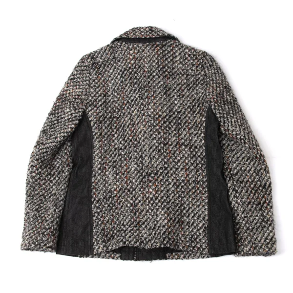 Plantation Wool Blend Denim Switching Design Tweed Jacket K-171953_011