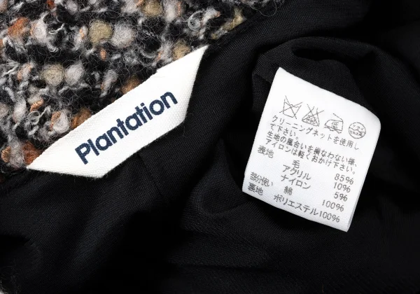 Plantation Wool Blend Denim Switching Design Tweed Jacket K-171953_014