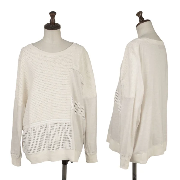 gomme Different Materials Panel-switching Design T-shirt White M K-171956_001