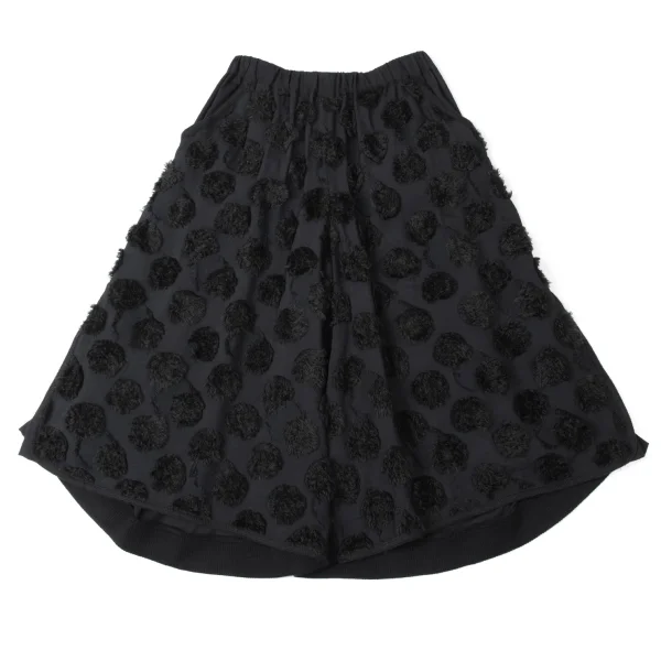 gomme Cotton Blend Front Shaggy Dot Wide Cropped Pants Black M K-171957_001