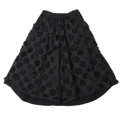 gomme Cotton Blend Front Shaggy Dot Wide Cropped Pants