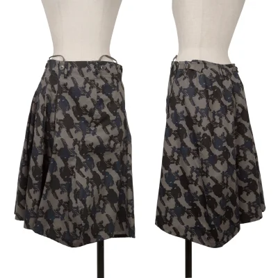 gomme Cotton Airplane Print Asymmetrical Skirt