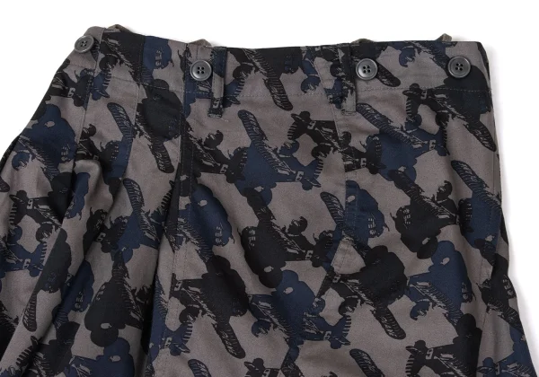 gomme Cotton Airplane Print Asymmetrical Skirt K-171958_003