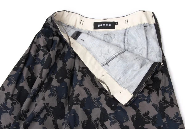 gomme Cotton Airplane Print Asymmetrical Skirt K-171958_005