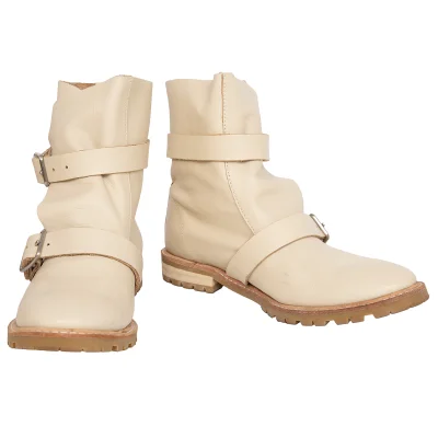 zucca Double Belted Design Leather Engineer Boots