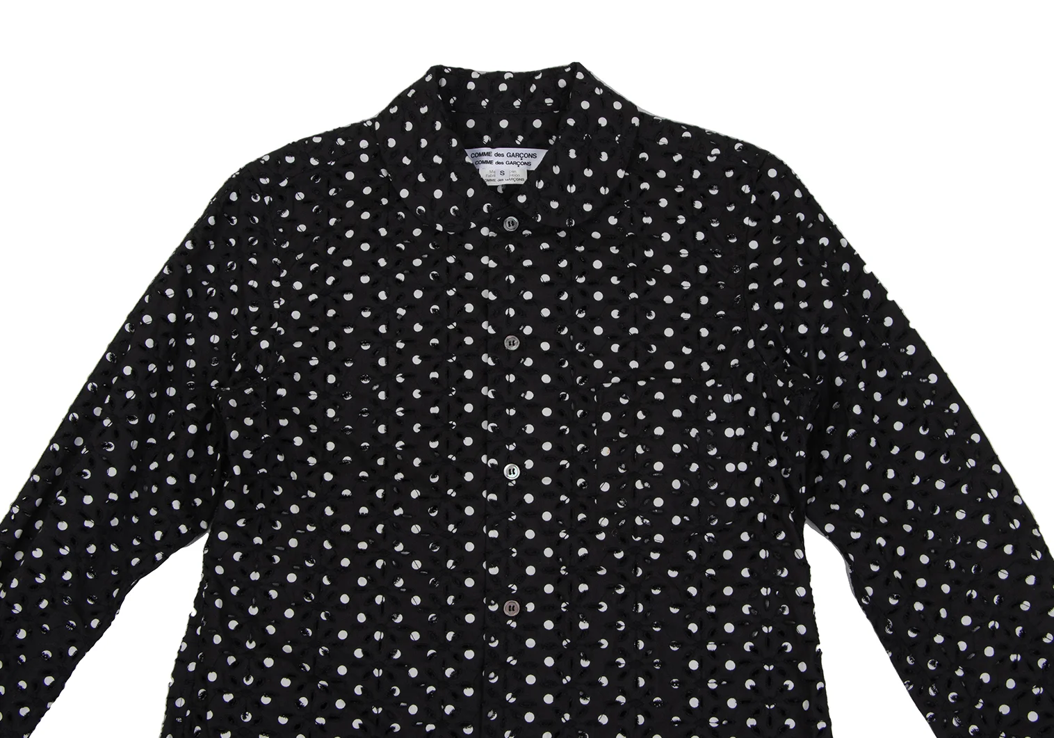 COMME des GARCONS Cutting Design Dot Shirt Black,White S (K-171969)