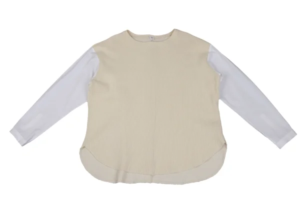 Y's Shirt Sleeve Switching Rib Knit Sweater K-171974_002