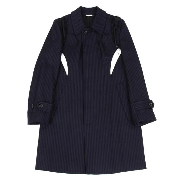 COMME des GARCONS Wool Striped Weave Cutting Design Coat K-171978_002