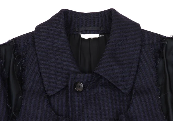 COMME des GARCONS Wool Striped Weave Cutting Design Coat K-171978_004
