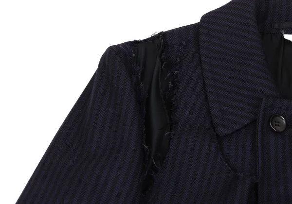 COMME des GARCONS Wool Striped Weave Cutting Design Coat K-171978_006