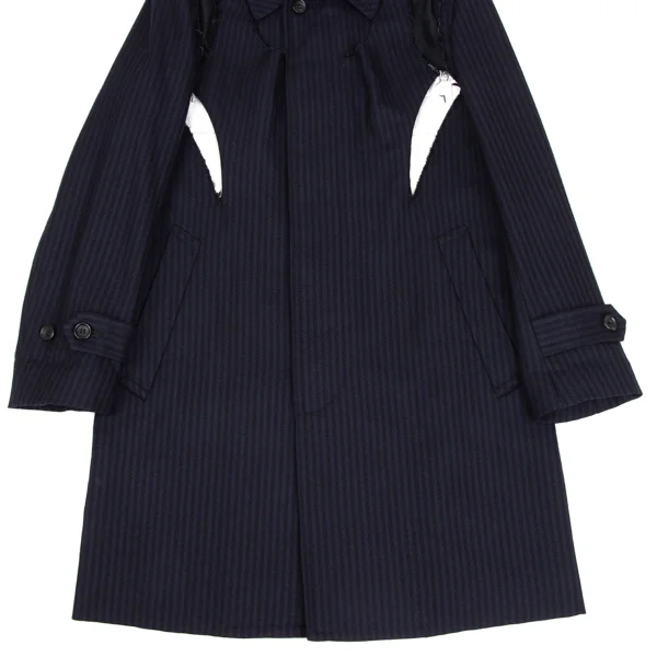 COMME des GARCONS Wool Striped Weave Cutting Design Coat K-171978_010