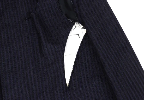COMME des GARCONS Wool Striped Weave Cutting Design Coat K-171978_011