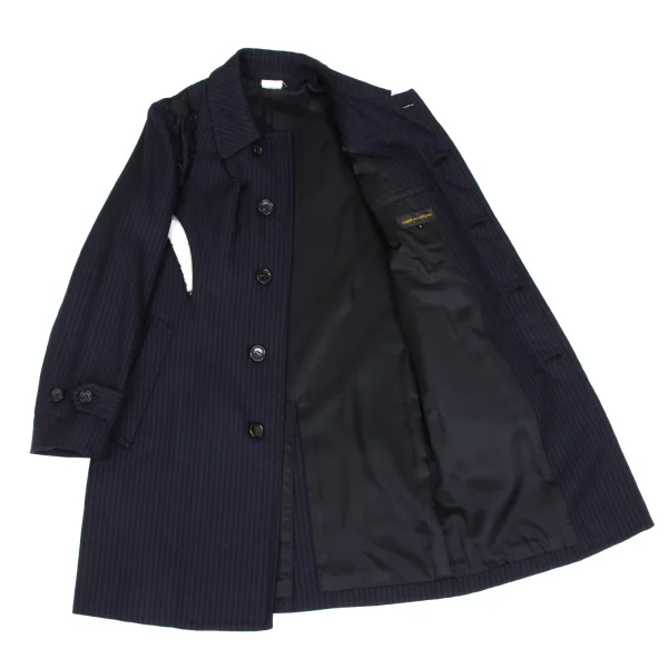 COMME des GARCONS Wool Striped Weave Cutting Design Coat K-171978_014