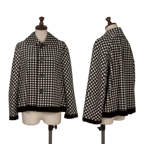 tricot COMME des GARCONS Velour Check Round Collar Jacket Black,White M K-171979_001