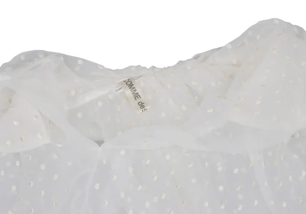 COMME des GARCONS Dot Embroidery Chiffon Round Collar Gather Blouse K-171980_004