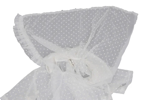 COMME des GARCONS Dot Embroidery Chiffon Round Collar Gather Blouse K-171980_005