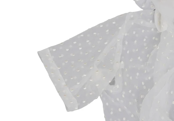 COMME des GARCONS Dot Embroidery Chiffon Round Collar Gather Blouse K-171980_006