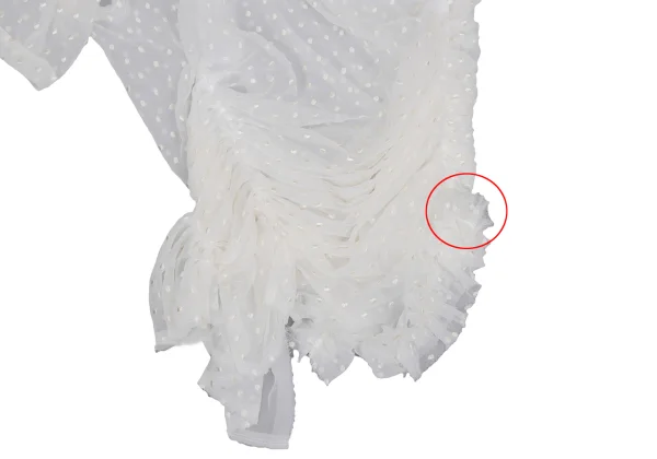 COMME des GARCONS Dot Embroidery Chiffon Round Collar Gather Blouse K-171980_007