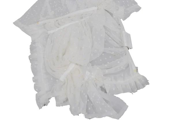COMME des GARCONS Dot Embroidery Chiffon Round Collar Gather Blouse K-171980_009