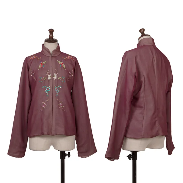 tricot COMME des GARCONS Embroidery Chiffon Padded Jacket Bordeaux XS-S K-171985_001