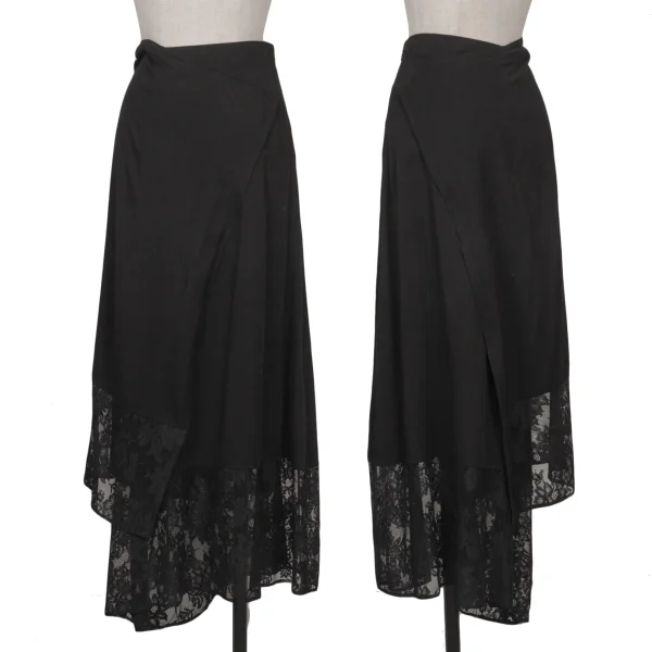 Yohji Yamamoto NOIR Floral Lace Switching Pants Design Skirt Black 2 K-171988_001