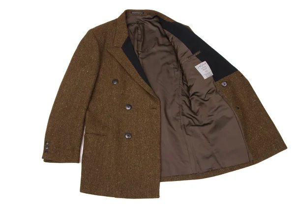 Yohji Yamamoto POUR HOMME Wool Striped Weave Switching Double Jacket K-171996_010
